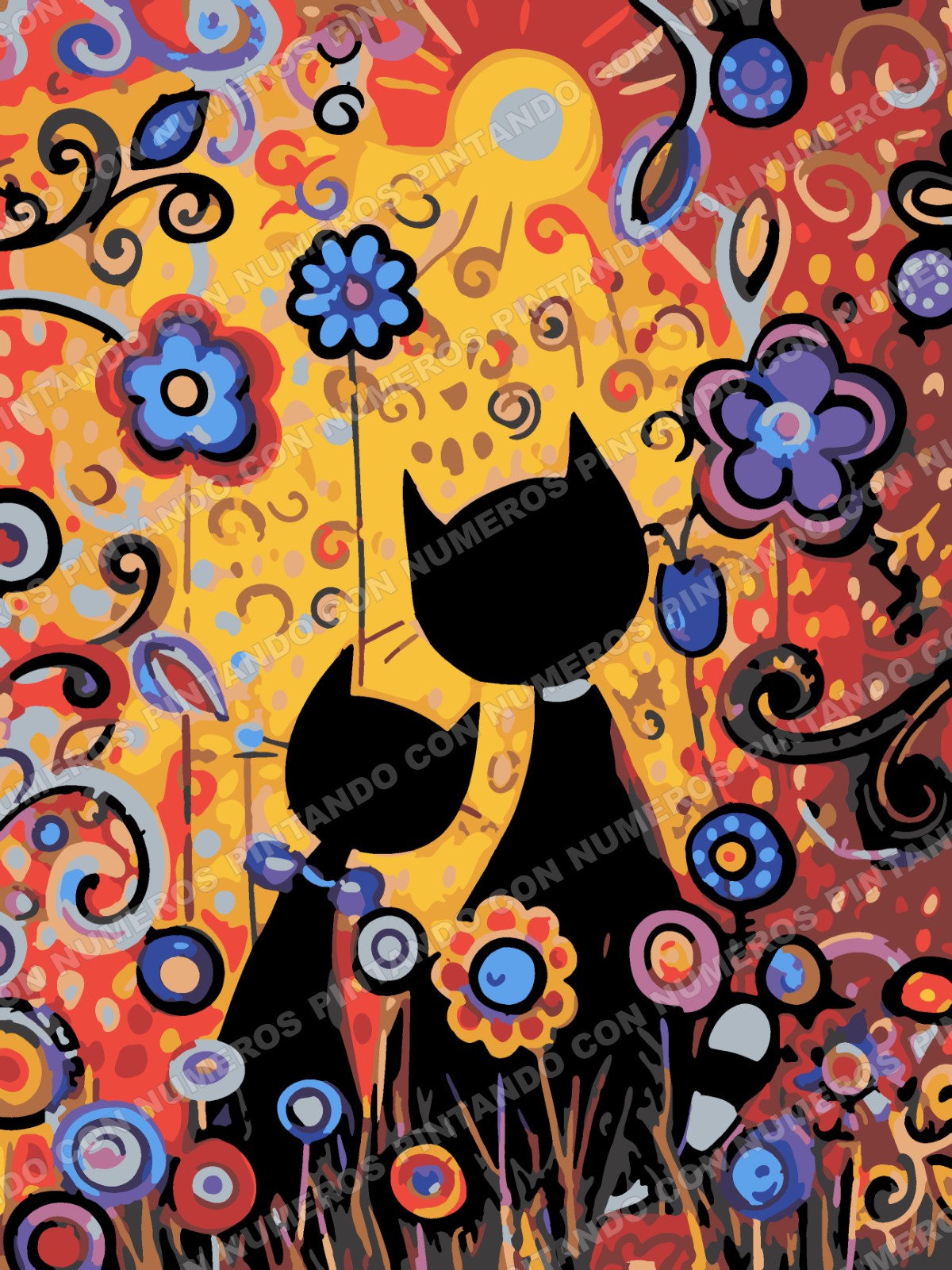 279 · GATO NEGRO CON FLORES