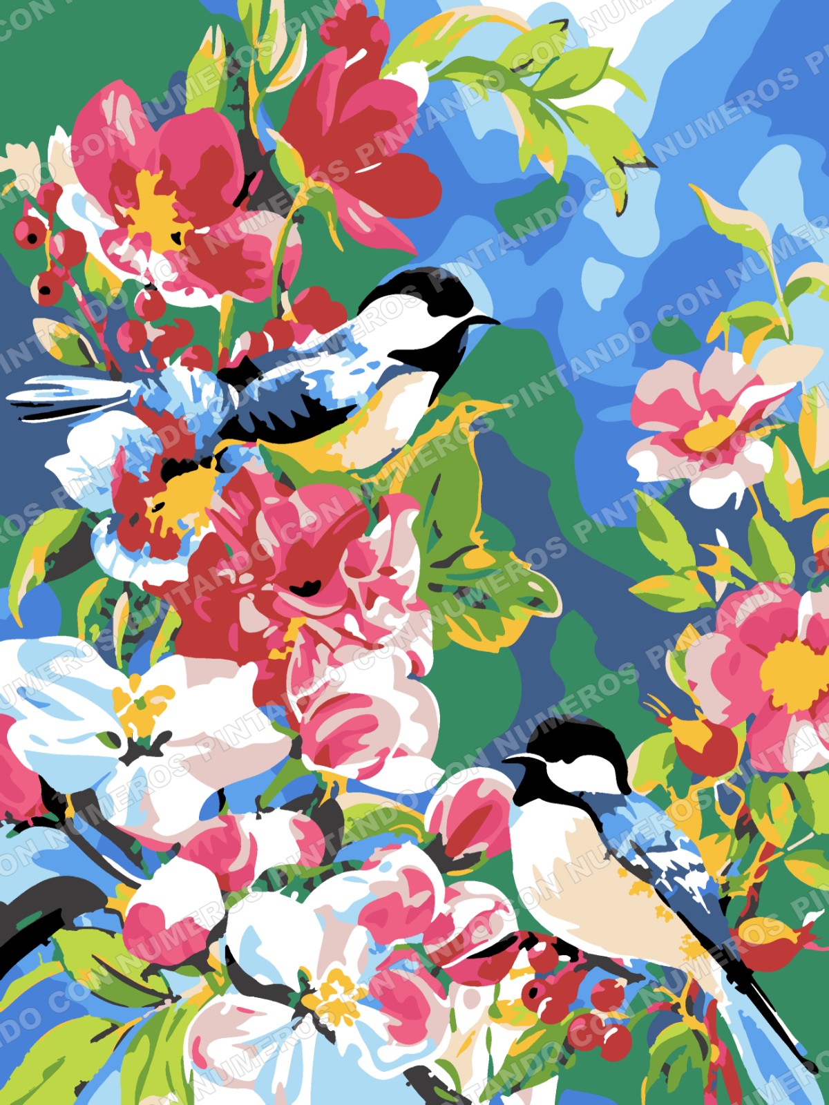 370 · AVES ENTRE FLORES